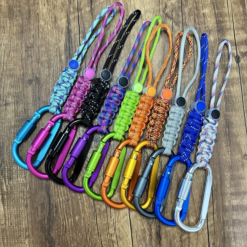 

Umbrella Rope Woven Outdoor Water Bottle Buckle Metal Hook Hanging Rope Mountaineering Backpack Edc Quick Hanging Buckle