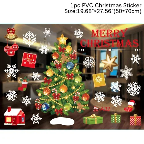 

Christmas Window Stickers Merry Christmas Decorations For Home Christmas Wall Sticker Kids Room Wall Decals New Year Stickers