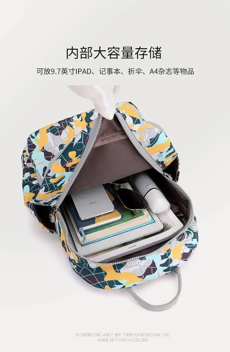 Oxford Tuch Gedruckt Blume Große Kapazität Doppel Schulter Taschen Rucksack frauen Casual Gedruckt Mittleren alters frauen Schule Tasche – Detail 5