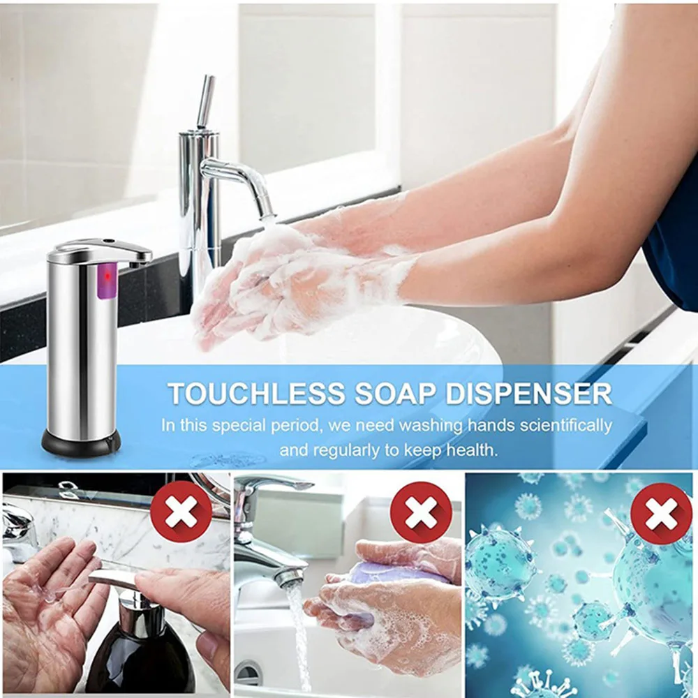 Smart Induction Soap Dispenser Stainless Steel Automatic Intelligent Liquid Soaps Container Large Foam Soaper For Bathroom 4