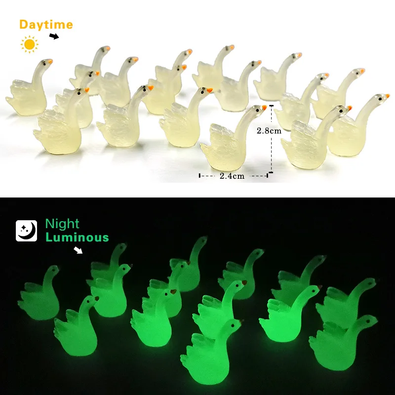 New Luminous Swan Goose DIY Home Decor Miniature Fairy Garden Decoration Accessories Glowing Figurine Animal Model Desk Figure miniature figurines,miniature ornament