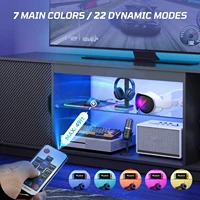 57" LED TV Stand for 55/60/65 Inch TVs - Gaming Entertainment Center with RGB Lights, Adjustable Glass Shelves & Cabinet for PS5 5