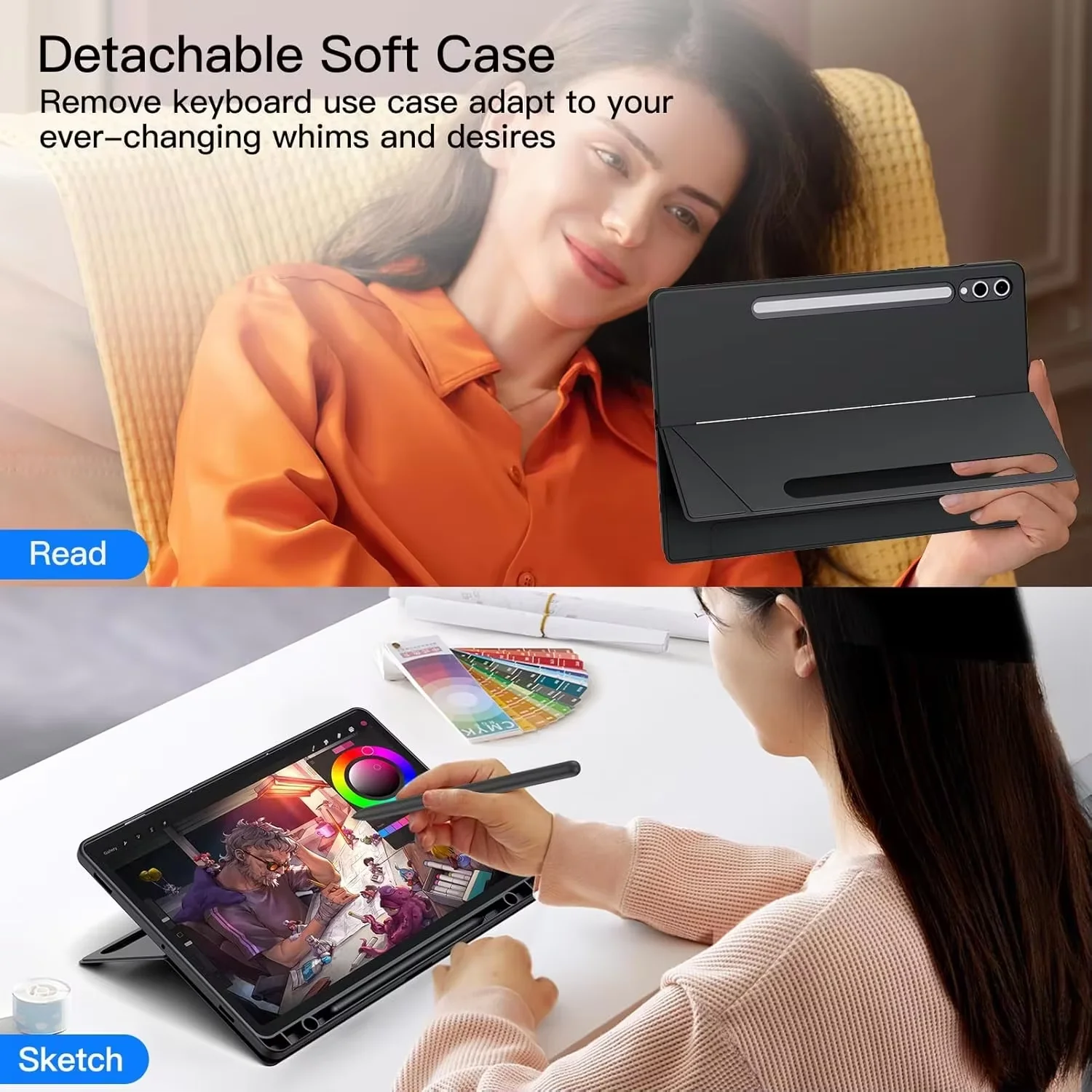 Premium Keyboard Case with Detachable PU Leather Cover