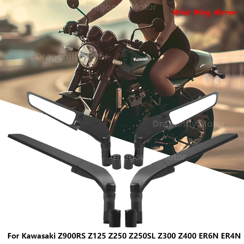 

For Kawasaki Z900RS Z125 Z250 Z250SL Z300 Z400 ER6N ER4N Universal Motorcycle Mirror Wind Wing side Rearview Reversing mirror