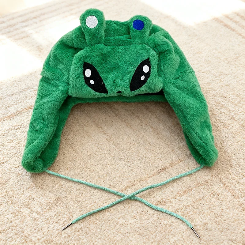 Alien Cartoon Anime Embroidered Warm Windproof Lei Feng Hat with Ear ...