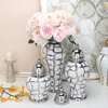 Ceramic General Pot Silver Grid  Porcelain Ginger Jar Storage Tank with Cover Flower Vase Home Furnishing Decoration Vases Pots 4