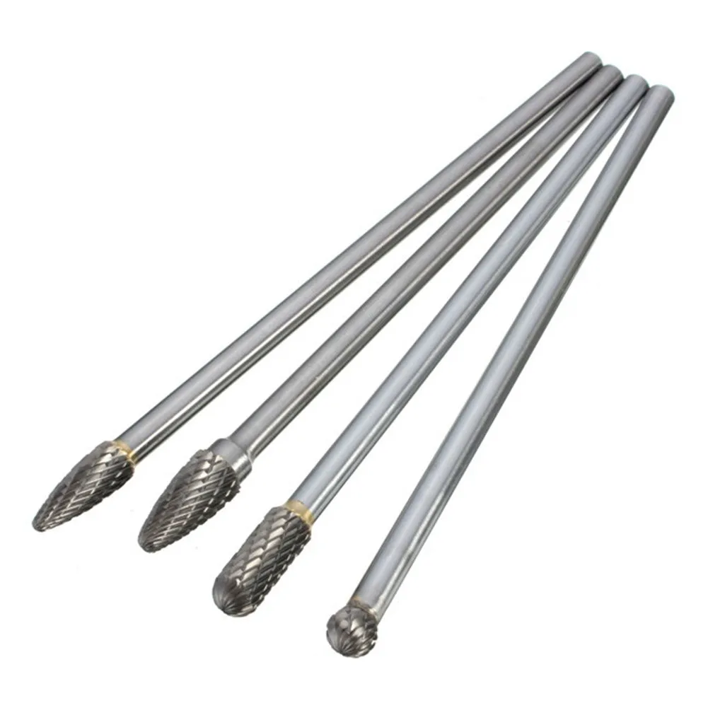 

4 Rotary Burr Polishing Head Carbide 1/4 Inch W/ 6mm Shank 150mm Long Reach CNC Engraving Bit Polisher Accessories