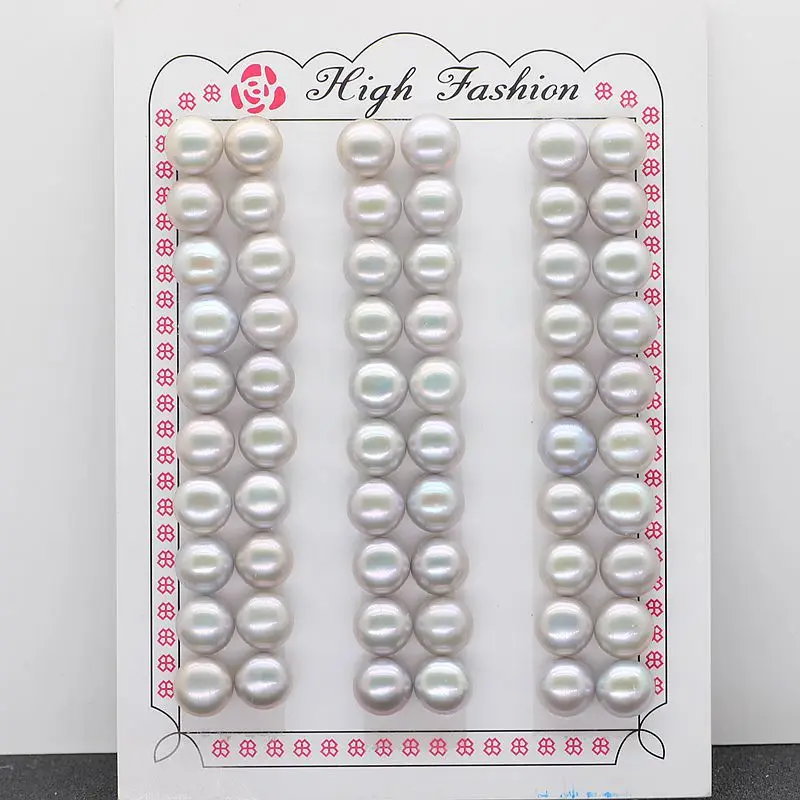 

Fashiong Natural Button Pearls 4A Quality Freshwater Flat Back Pearl 4-12.5mm Gra gray Loose Pearls for Jewelry Making