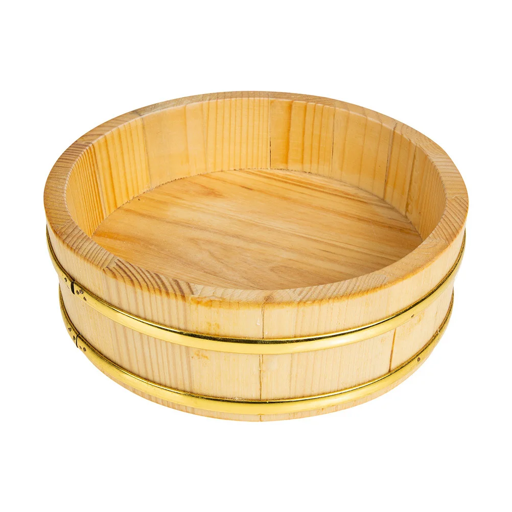 

Rice Sushi Wooden Bowl Bucket Tub Oke Hangiri Mixing Wood Box Japanese Steamer Barrel Serving Food Container Round Tray Basket