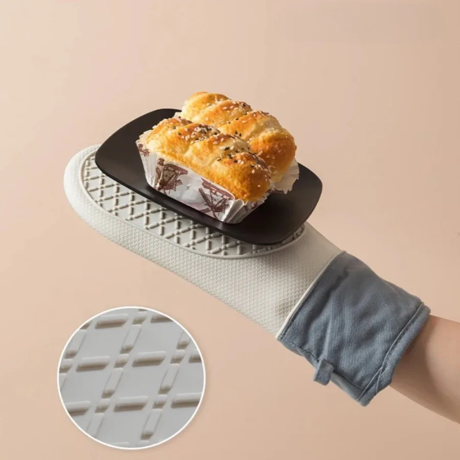 2PCS Silicone Oven Gloves Oven Heat Insulated Finger Gloves Thickened Anti Scalding Gloves Kitchen Baking Tool silicone oven mitts,kitchen gloves,silicone oven gloves