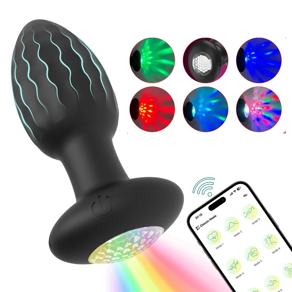 APP Control Anal Plug Vibrator with LED Light Blue-tooth Butt Plug Vibrator Prostate Massager Sex Toys for Women Men Adult 1