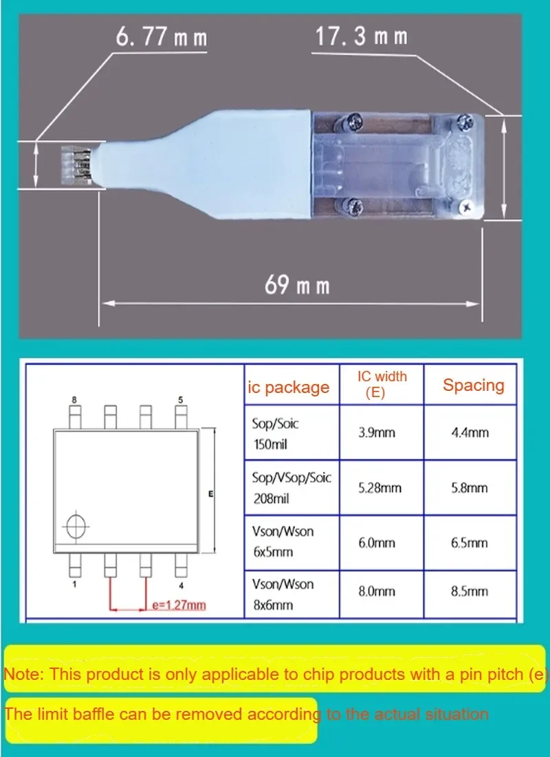 1pcs for Sop8 wson chip download burn write probe spring needle flash eeprom chip burner cable Sop8 wson Chip Burner Cable