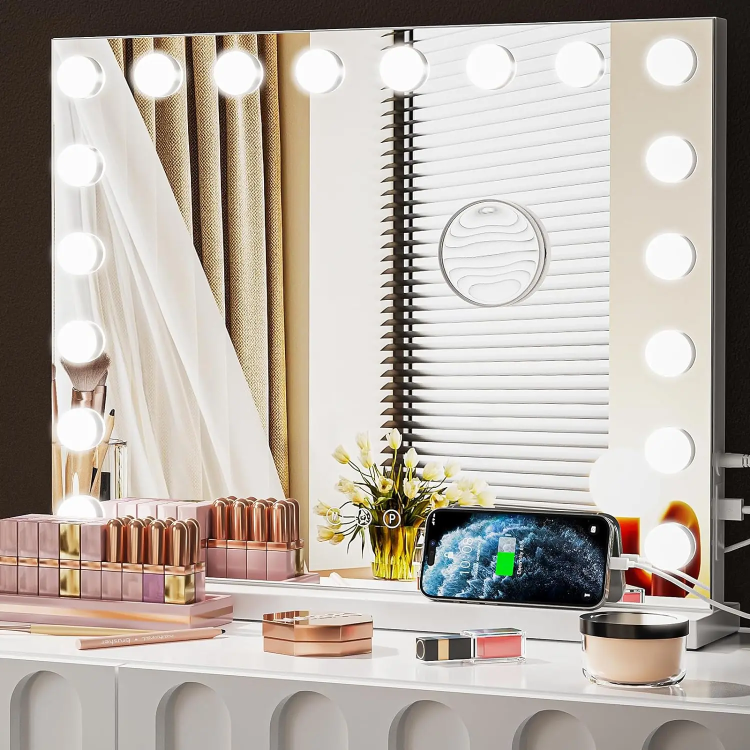 

Vanity Mirror with Lights,18 LED Bulbs,31"x 23" Large Hollywood Lighted Vanity Mirror with Lights,3 Colors Modes,Touch Control,