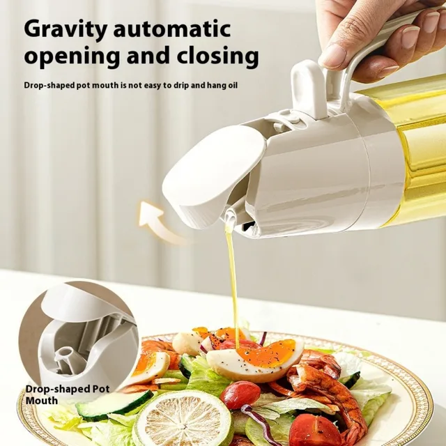 2in1 สเปรย์น้ํามันขวด 350ml Borosilicate แก้วน้ํามันปรุงอาหาร Dispensers Olive Oil Sprayer Mister สําหรับ Air Fryer สลัดเบเกอรี่ 2
