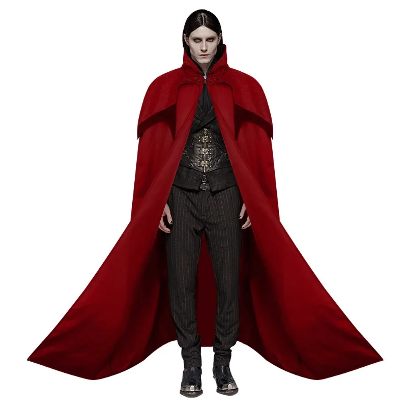 

New Christmas Party Midcentury Stand-up Collar Vintage Jacquard Double Cape Disc Buckle Cape
