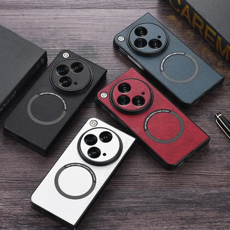 

For OnePlus Open 5G For Magsafe Magnetic Leather Phone Case For Oneplus Open Wireless Charging Magsafing Cover For OnePlus Open