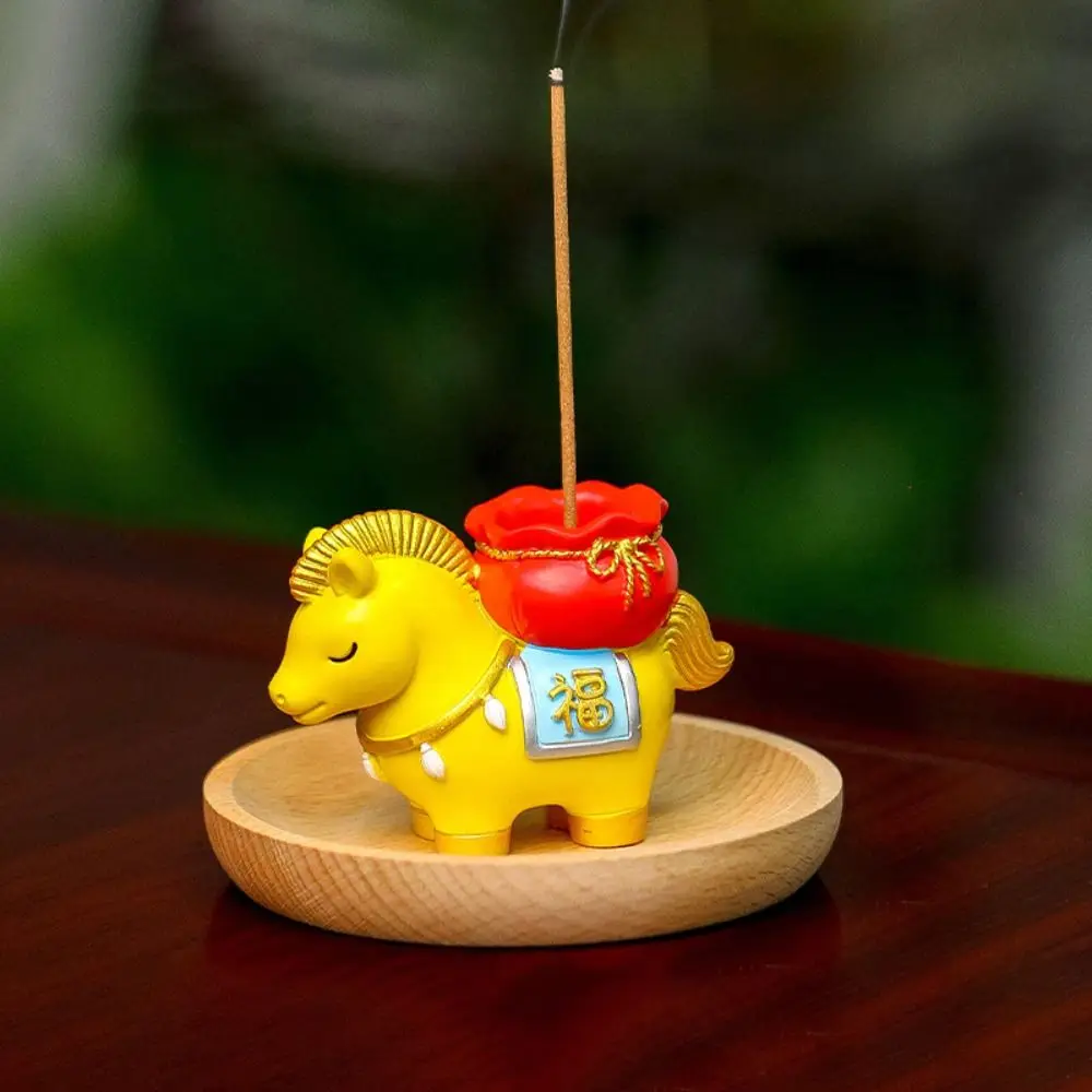 Creative Zodiac Pony Incense Burner Resin Horse Year Incense Stick Holder Pony Shape New Year Ornamental Cense Holder