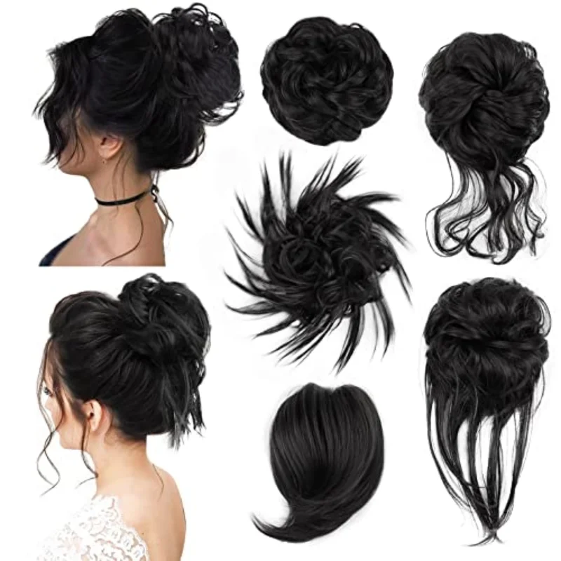 5 messy bun hair patches for women's bun hair patches messy curly for extensions ponytail elastic