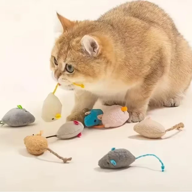 Hot 12PCS Interactive Plush Rat And Cat Toys With Durable Linen Perfect For Pet Safe For Indoor Play Pet toys 2