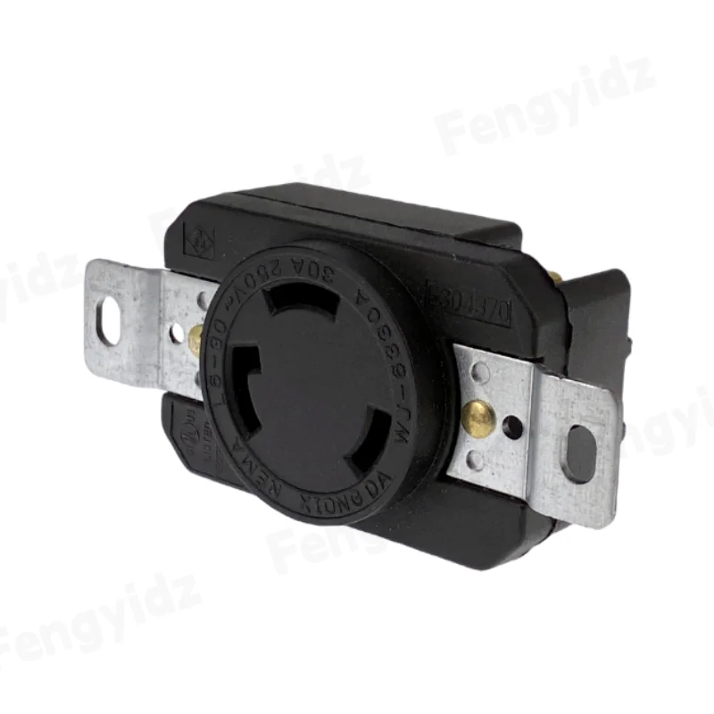 Plug Adapter Power Cord Plug Black American 30A 250V NEMA L6-30P L6-30R US 3-hole anti-off industry power plug socket inline wire connector