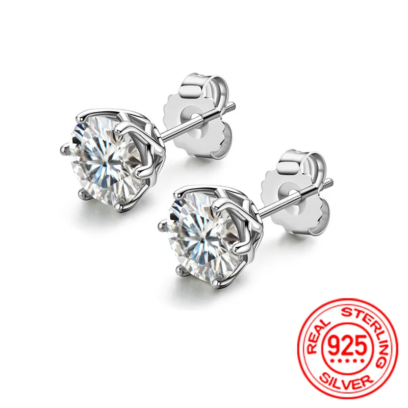 SHSTONE 0.5-1 Carat D VVS1 Moissanite Earrings for Women Fine Jewelry with GRA Certificate 100% 925 Sterling Sliver Ear Studs