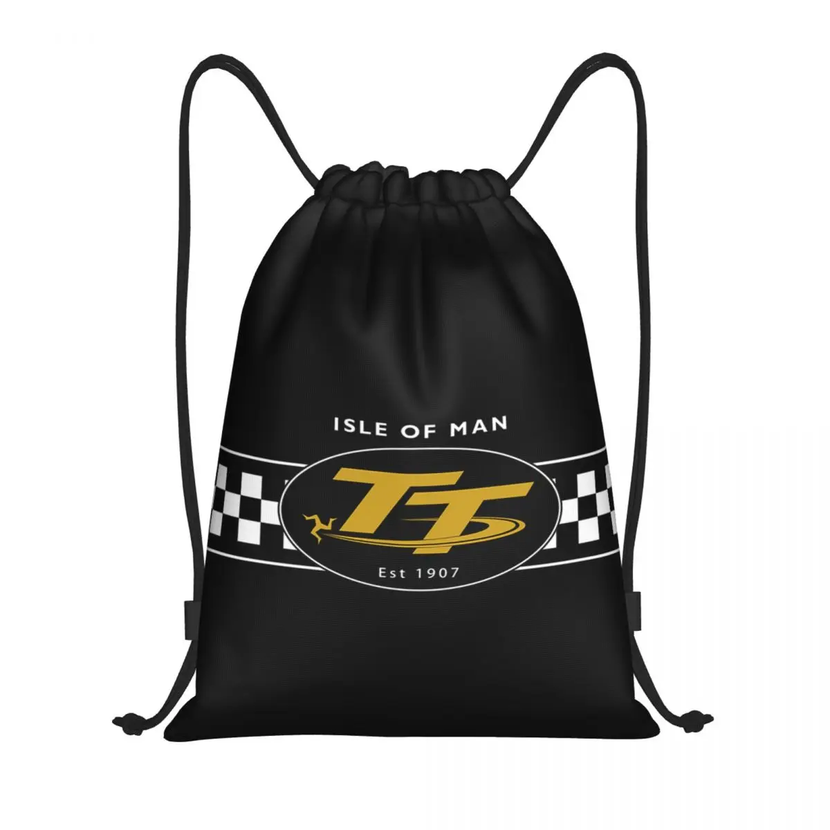 

Custom Isle Of Man Tt Racing Motorcycle Drawstring Bag for Training Yoga Backpacks Men Women Sports Gym Sackpack