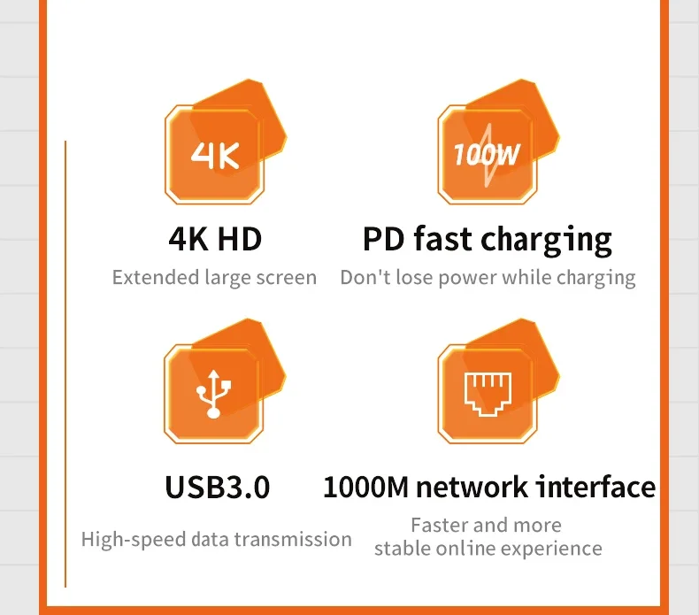 USB C Hub 10 in 1 Docking Station – Type-C Adapter with HDMI, RJ45 & VGA Ports