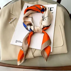 Elegant Silk-Feel Square Scarf for Women - Luxury Print Shawl & Wrap (FJ225-9)