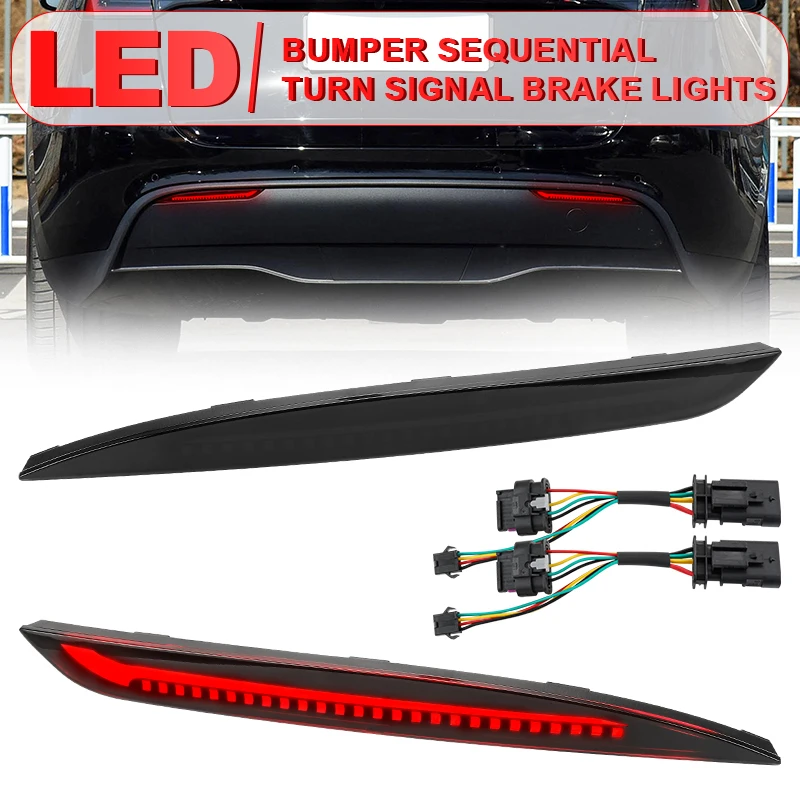 

Фонарь заднего бампера, рефлектор заднего бампера, модель Tesla Y 2020 2021 2022 2023, левый и правый поворотный задний фонарь, 12 В, потоковая боковая лампа направления