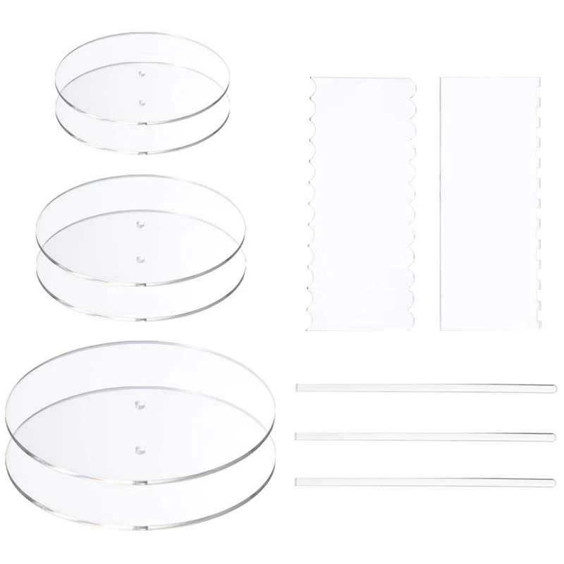 Acrylic Round Cake Disk Set Cake Discs Circle Base Boards with Center