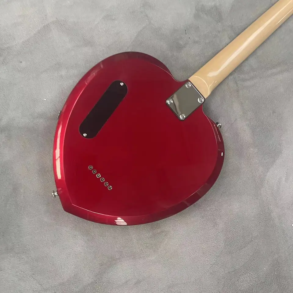 ハート型分割エレキギター,6弦スプリットギター,シルバー,ピンク