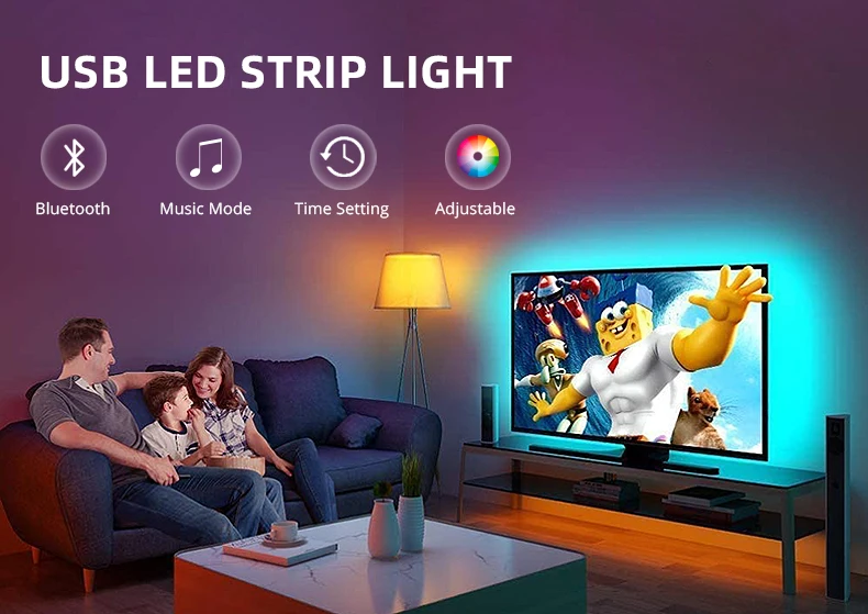 Description Picture 2 of itemBluetooth RGB Lights DC5V USB LED Strip Light 18LEDs/M Flexible TV Backlight Lamp 5050 LED Tape Diode Phone APP 1-20m For Room