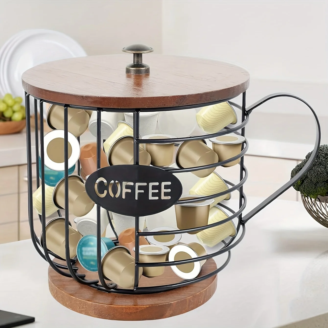 Coffee K Cup Holder, K Pod Storage Organizer, Keurig Cup Holder for Countertops, Kcup Holders for 35 cups &ndash; Storage Basket