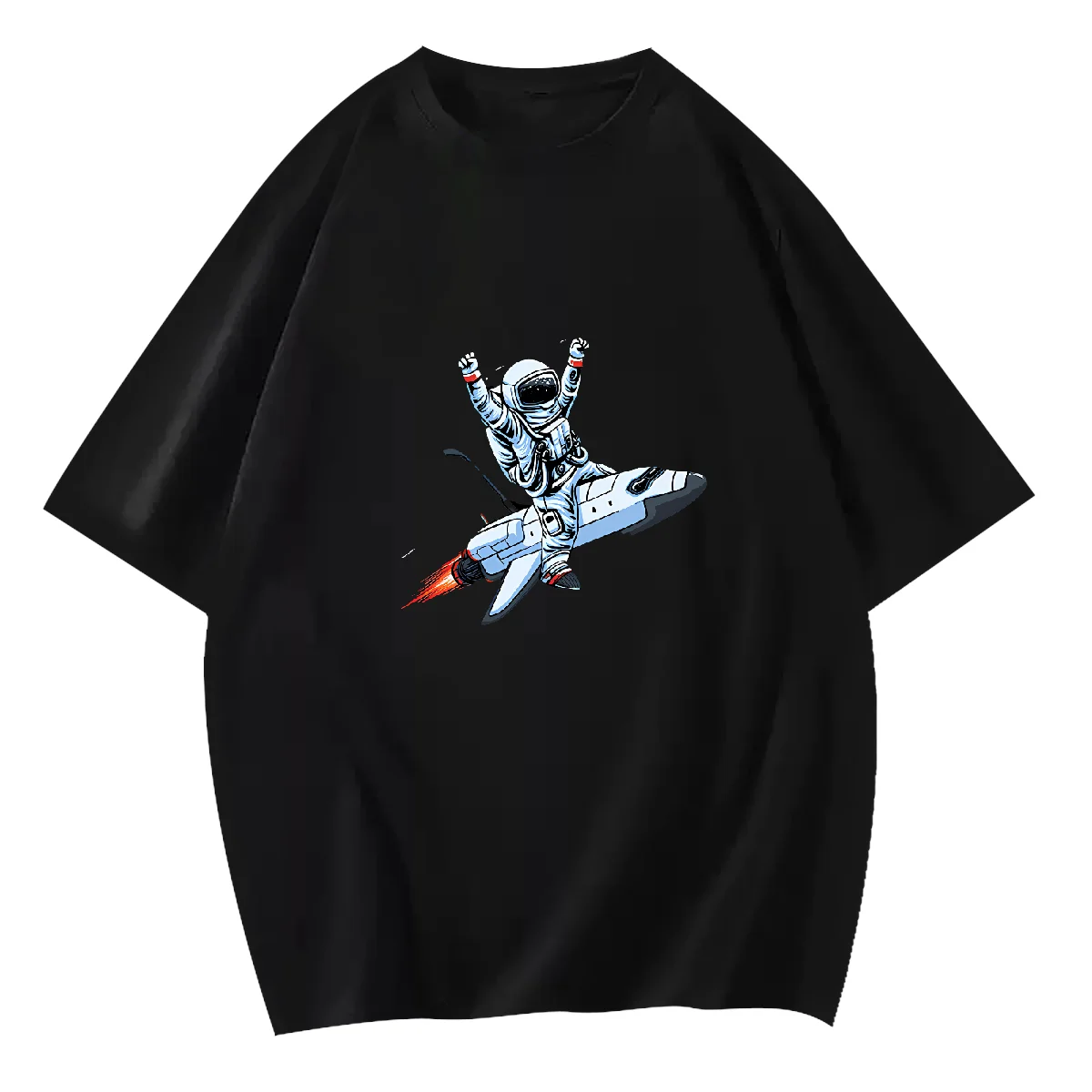 

Fashion Cartoon Space Rocket Astronaut Men's T Shirts Summer Harajuku Casual Loose O-Neck Oversize Women Short Sleeve Tops Tees