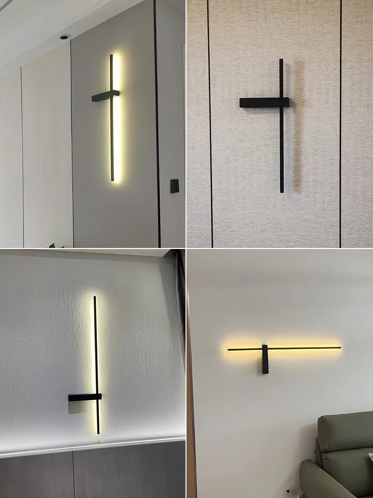 Long strip wall lamp bedroom bedside lamp modern minimalist wall living room TV background grille line LED Wall Lamp Wall Sconces Light Wall Lamp
