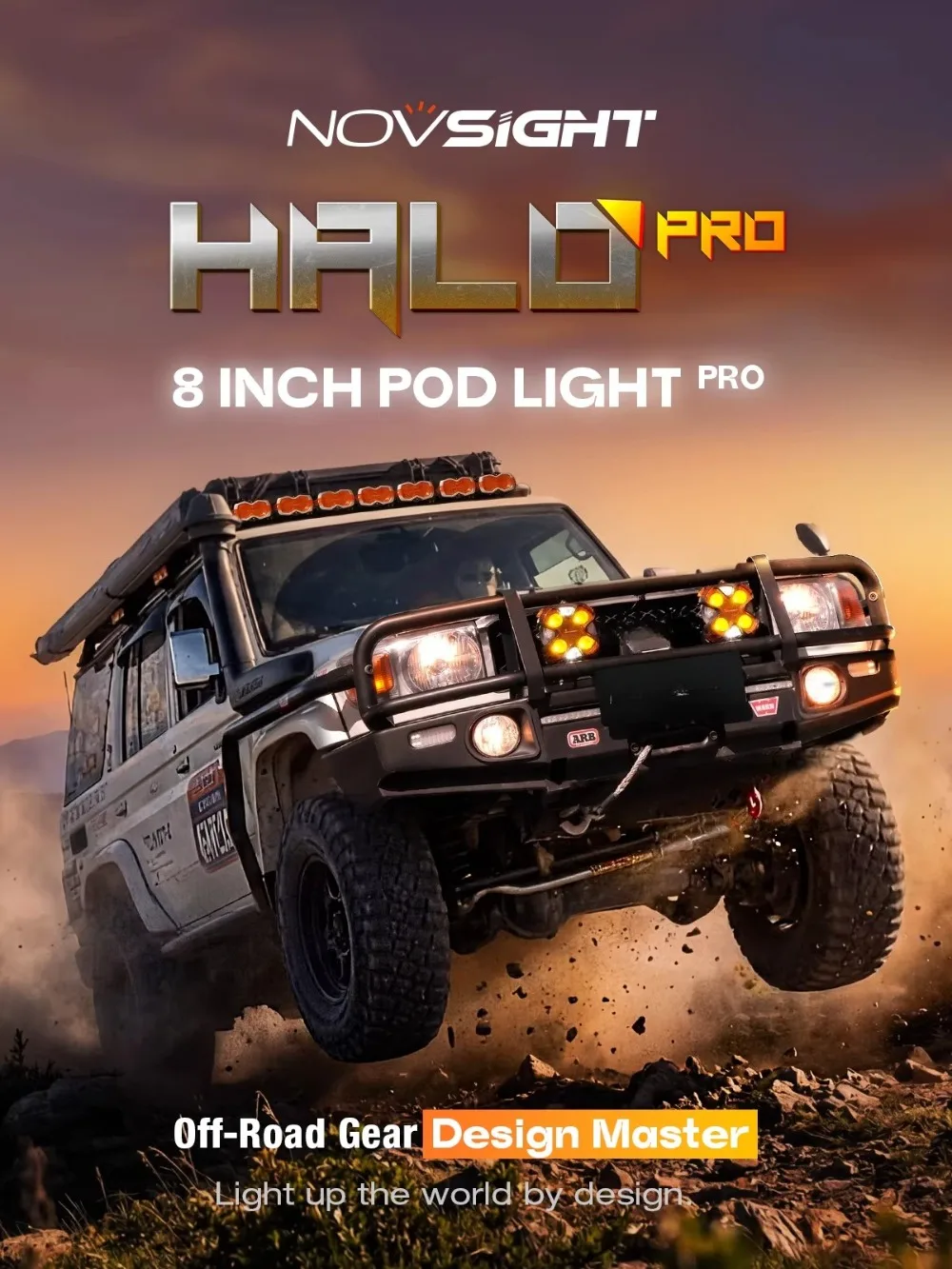 for Ford Halo Series 8-inch Dynamic Daytime Running Lamp Ultra-wide-angle Lighting Off-road Spotlight for Jeep Wrangler for Tank detail image 1