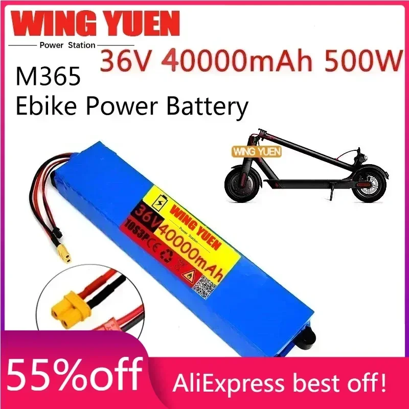 

36V Battery 40Ah 18650 lithium battery pack 10S3P 40000mah 500W Same port 42V Electric Scooter M365 ebike Power Battery with BMS