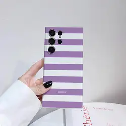 Glossy Striped Pink Orange Black Phone Case with HD Hard Cover Film Shell - SamsungS22Plus (WHITE1)