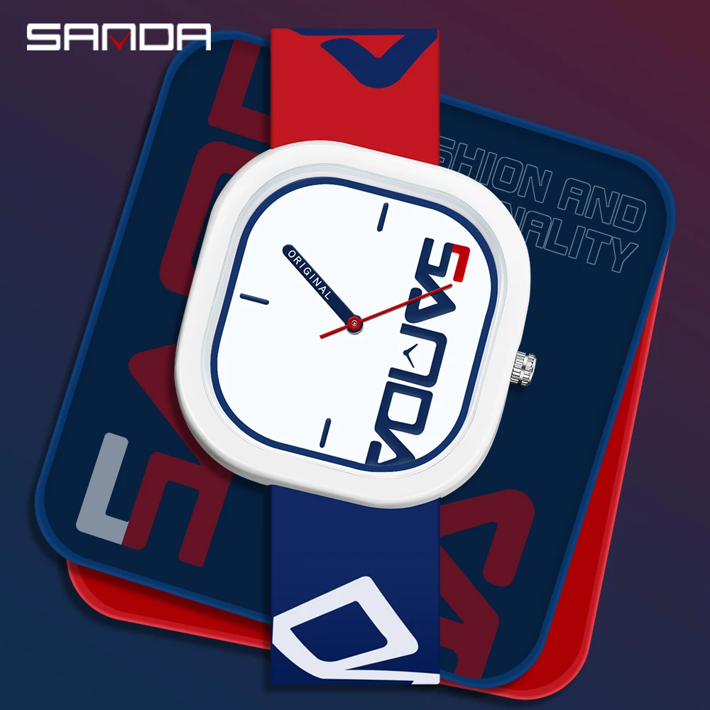 SANDA Quartz Watch For Man Luxury Sport Waterproof Clock Simple Design Men's Wristwatch Silicone Strap Watches Mens Reloj Hombre 2