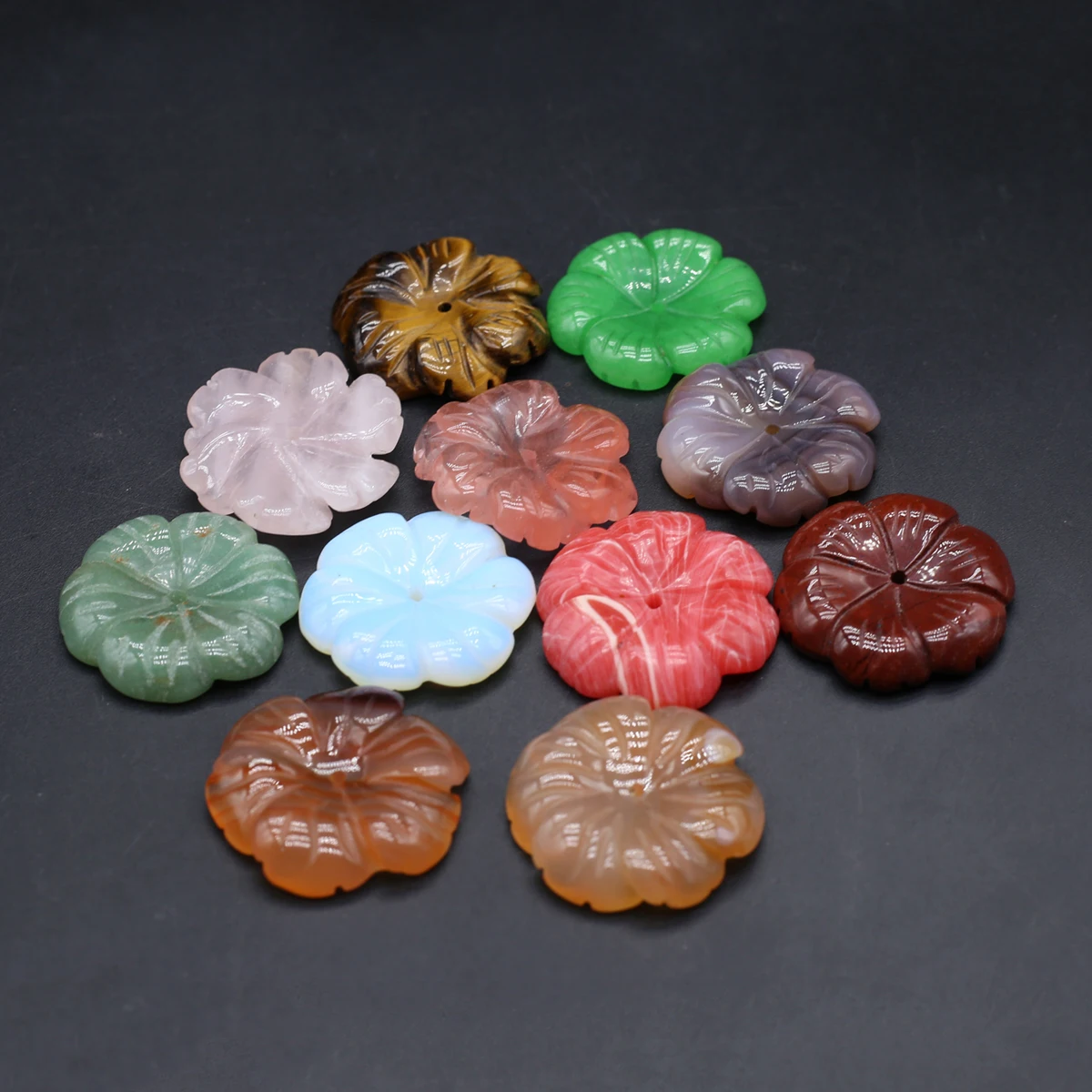 

6PCS Wholesale Natural Crystal Agate Opal Six petal Flower Shape Pendant Jewelry Making DIY Necklace Accessories Charm Gift