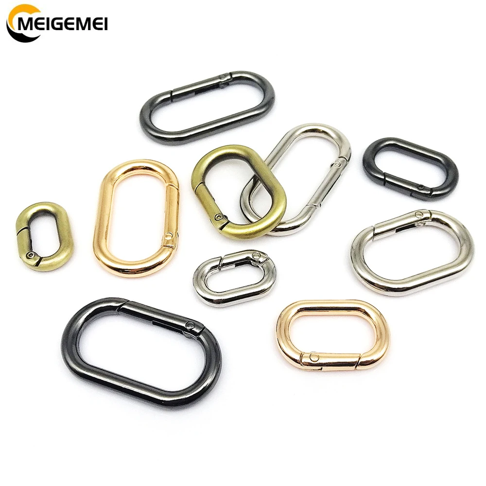 

5X Oval Spring O Ring Openable Leather Bag Handbag Strap Buckle Connect Keyring Pendant Key Dog Chain Snap Clasp Clip Carabiner