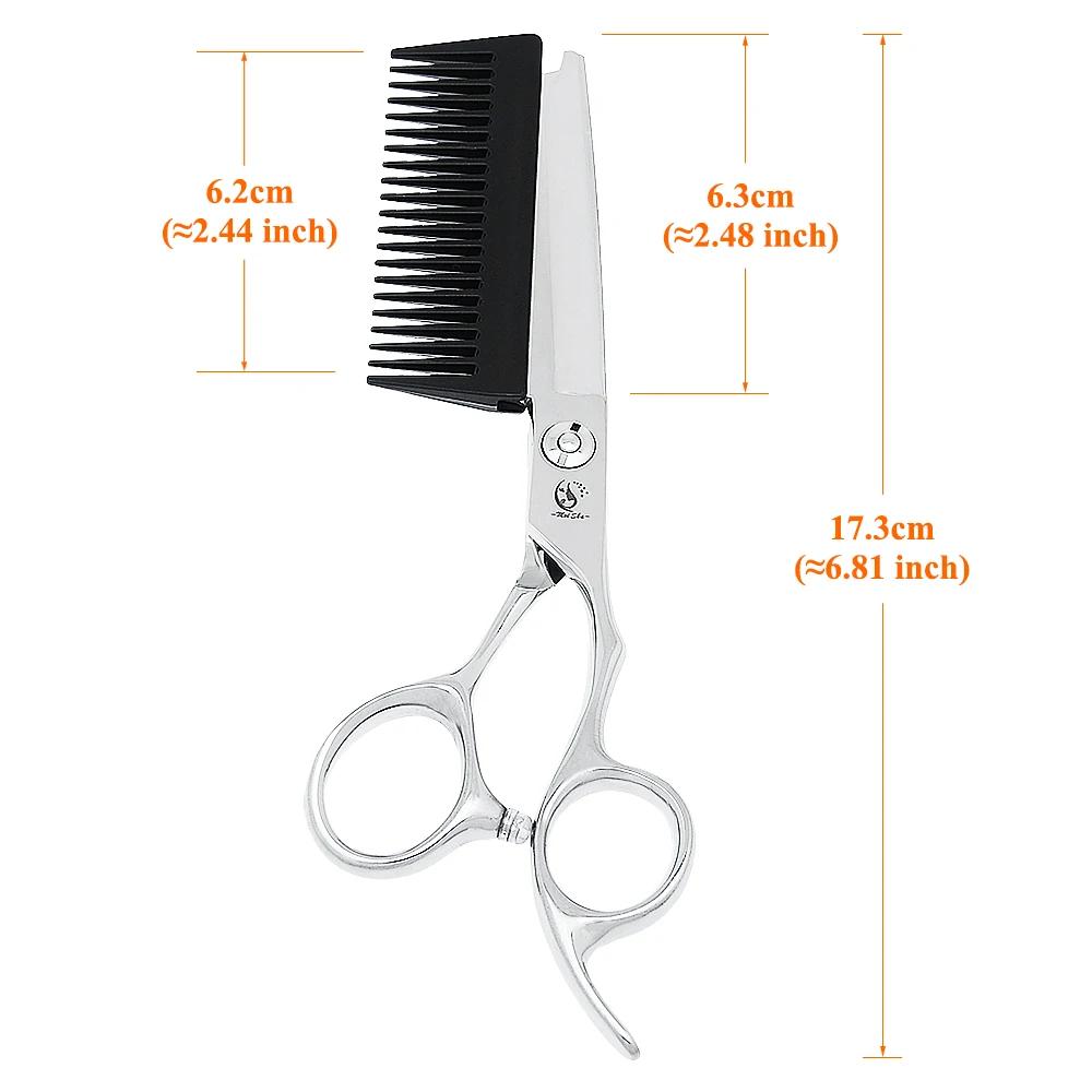 전문 미용 가위 일본산 스틸 6인치 2 in 1 헤어 가위 빗 포함 이발사 헤어 커팅 가위 A0196A