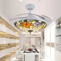 Ventilateur de plafond LED invisible Tiffany, moderne, simple, silencieux, avec télécommande, pour salon, salle à manger, chambre à coucher 4