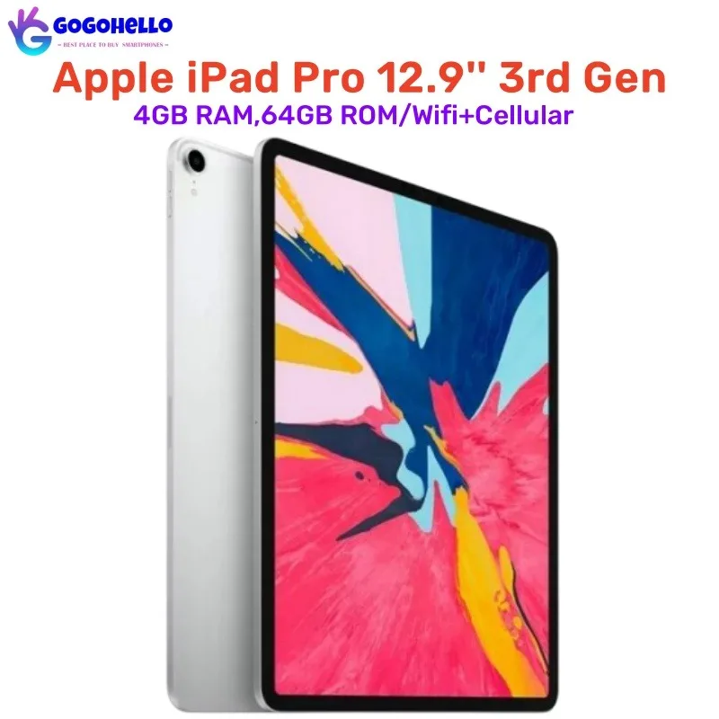 

95% New Original Apple iPad Pro 12.9'' 2018 Unlocked iPad 3rd Gen Wifi+Cellular ROM 64GB RAM 4GB 9720 mAh 12MP IPS LCD Face ID