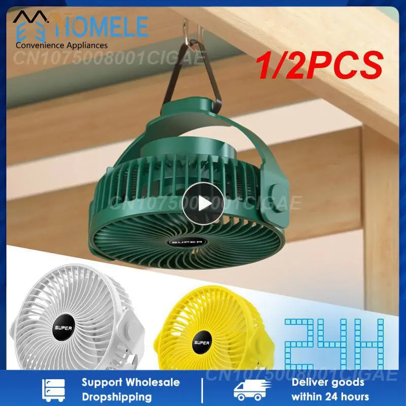 

Rechargeable Mini Fan 360 Rotation 3 Gears Ceiling Fan Table Desk Fan Portable Hanging Fan for Camping Tent Outdoor Home