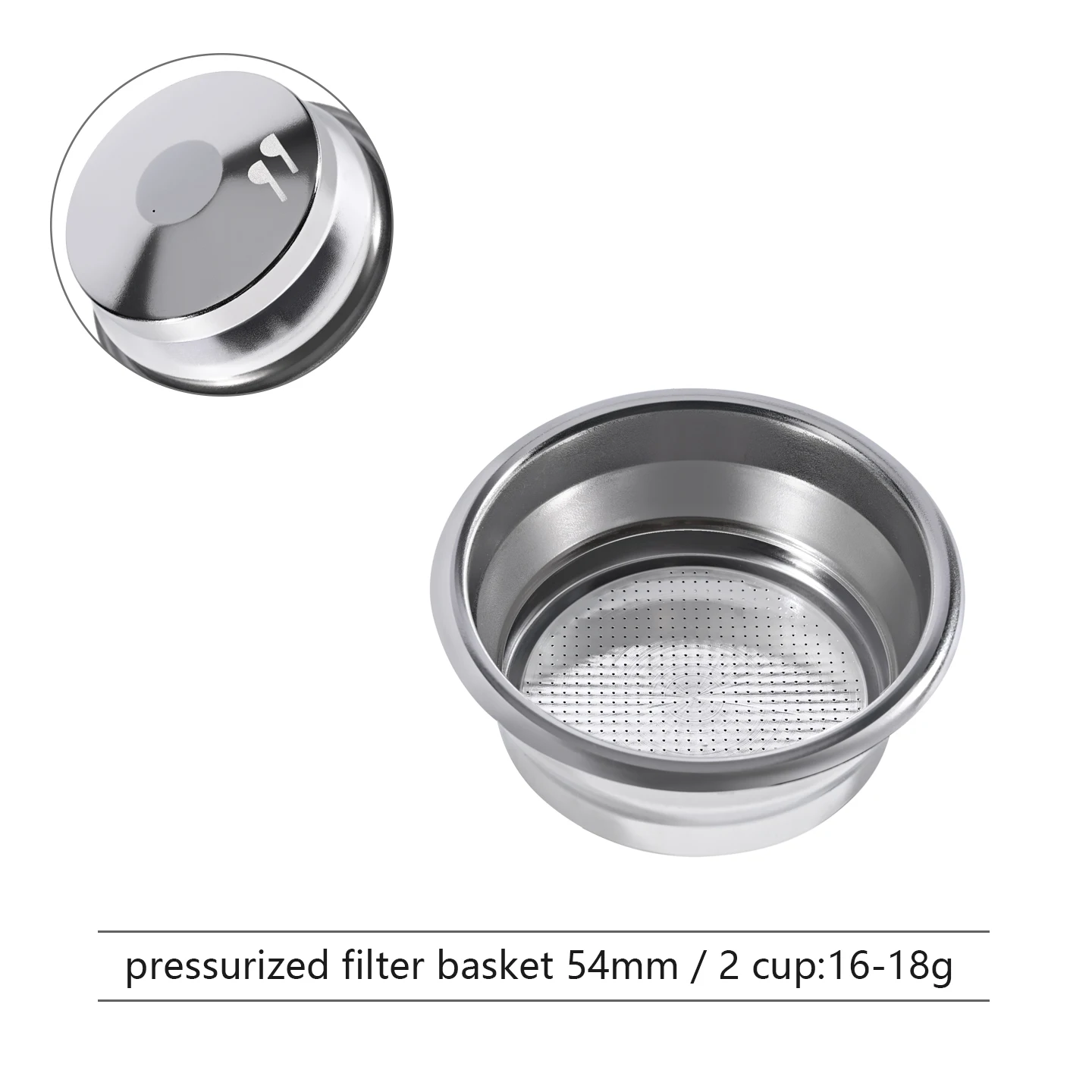 Precision Espresso Pressurized Filter Basket, Single/Double Cup Brewing Tool