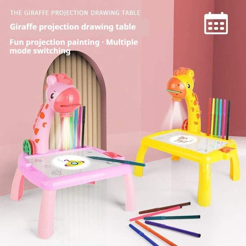 Multifunctional Children led projector drawing table toy painting set table educational board learning tools painting toys 5