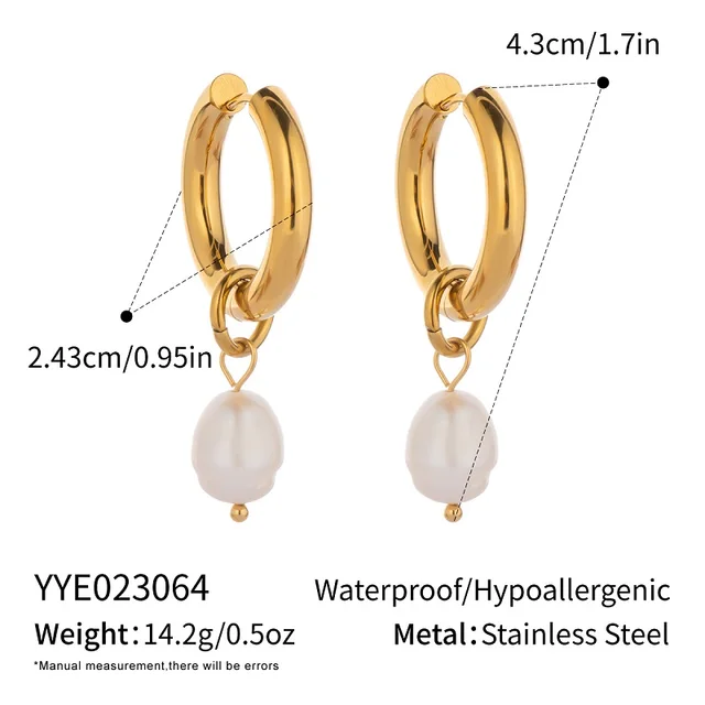 c.citybeauty – boucles d'oreilles élégantes en perles naturelles pour femmes, longue chaîne, en acier inoxydable plaqué or 18 carats, bijoux quotidiens