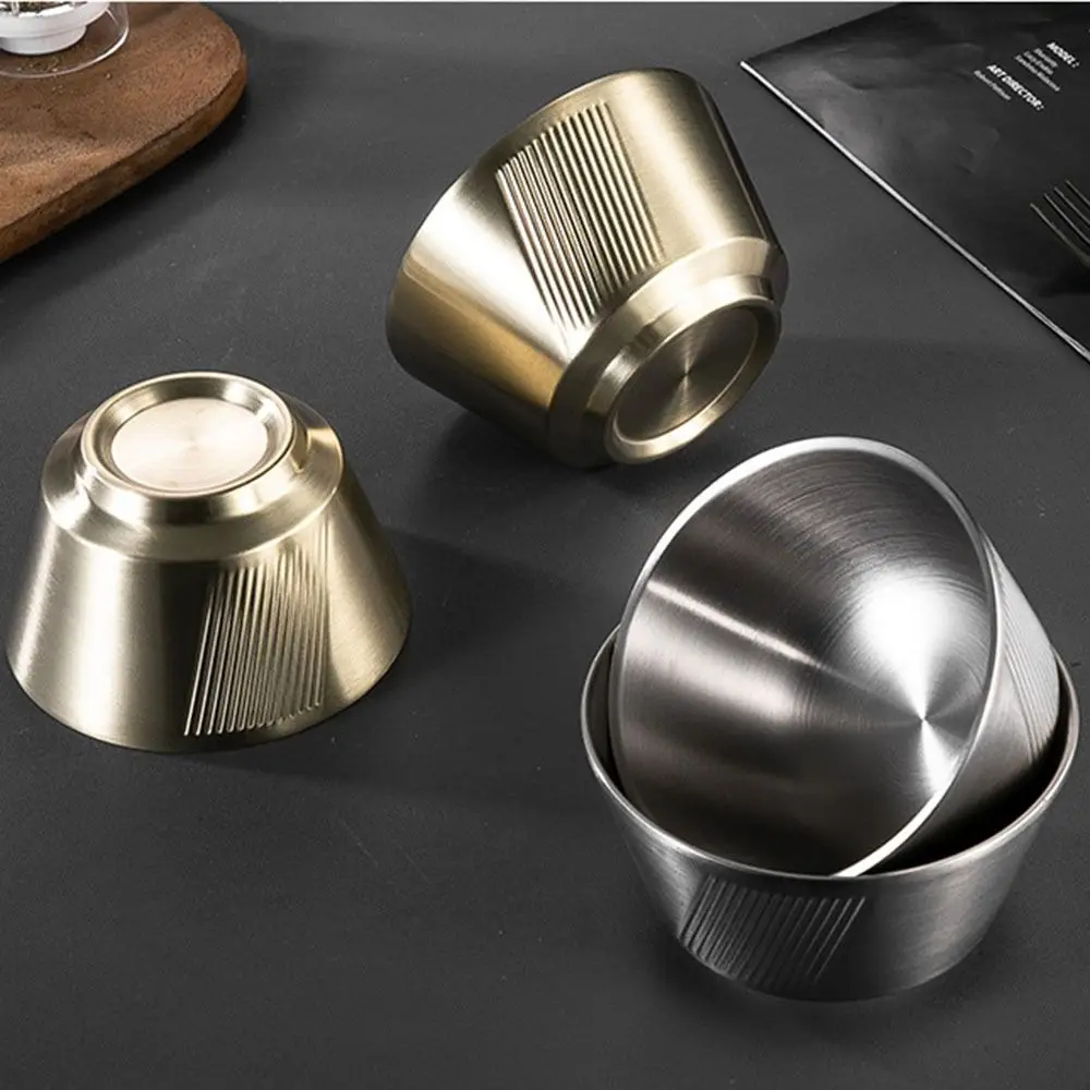 Anti Scald Stainless Steel Bowl Stackable Wide Mouth Dessert Serving Bowl Heighten Bottom Heat-resistant Double Layer Soup Bowl