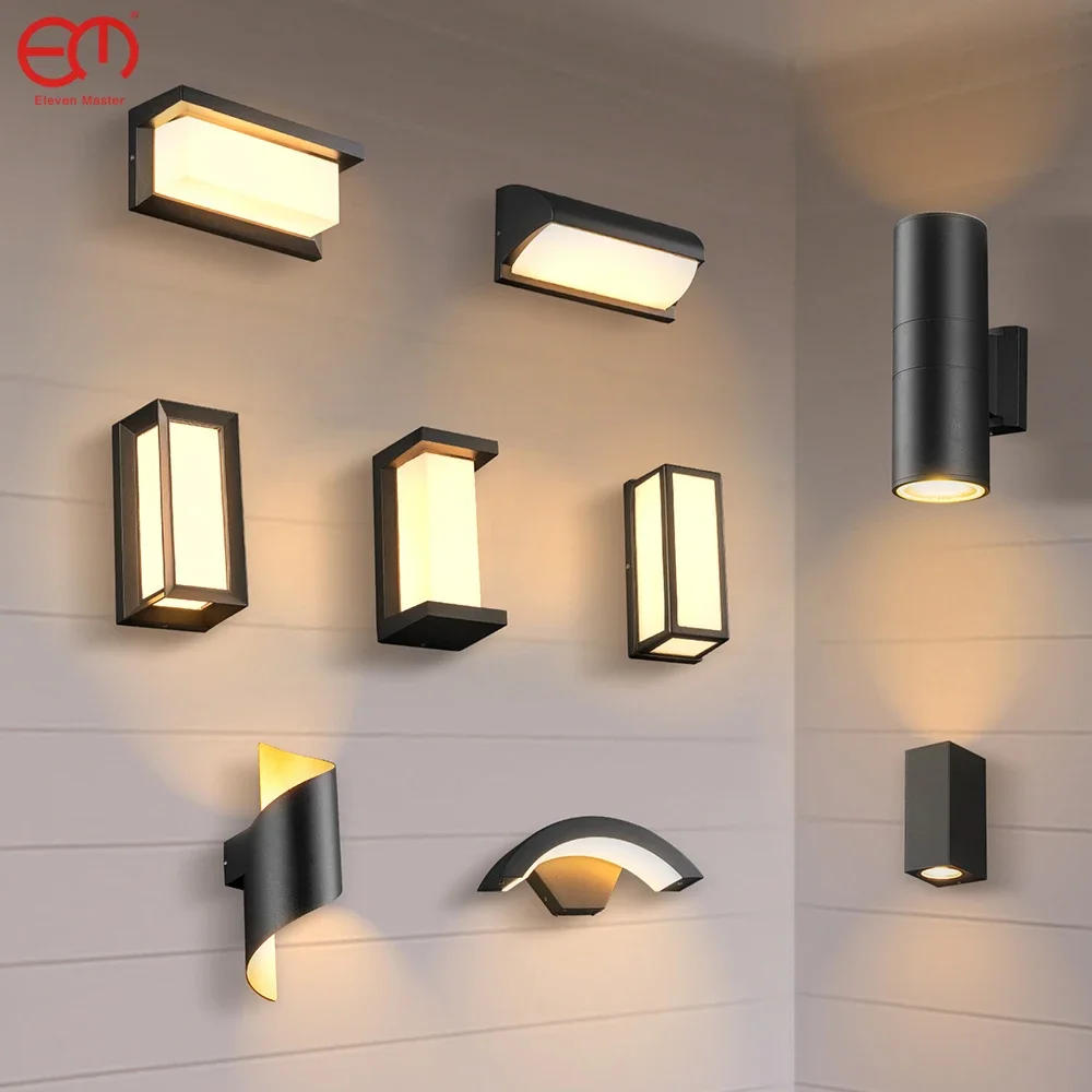Black up down outdoor LED Wall light 10W 18W porch garden waterproof home lighting outdoor